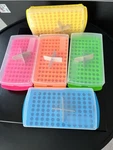 (5/PK) Vwr Polypropylene 96-PLACE Microtube Rack W/lid Assorted Colors 82024-494. Fixed Price $50.00.