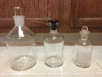 Lot Of 3 Bottle Flasks / Stoppers Apothecary Pyrex Corning 250 500 1000ML 1541-T. Fixed Price $49.00.
