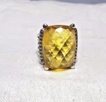 David Yurman Ss 20 X 15MM Citrine & Diamond Large Wheaton Ring Size 5.50. Fixed Price $429.00.