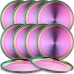 Pcs Stainless Steel Rainbow Plates 10.2 Inch Reusable Round Dinner Dishes. Fixed Price $59.04.