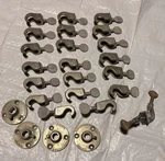 Lot 25 Vintage Fisher Castaloy Flexaframe Scientific Lab Stand Clamps Holders. Fixed Price $140.00.