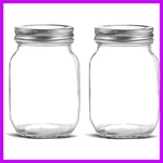 Glass Regular Mouth Mason Jars, 16 Oz Clear With Silver Metal Lids.... Fixed Price $17.95.