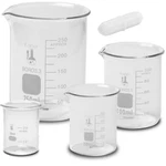 Glass Low Form Beaker Set W/ Magnetic Stir Bar, 3.3 Boro, 4 Sizes, 20/50/100/250. Fixed Price $12.09.