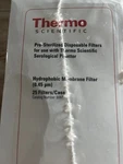 Thermo Scientific Hydrophobic Membrane Filter Cat. 9057, 0.45 M, 21PCS. Fixed Price $54.99.