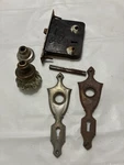 Sargent Glass & Brass Door Knob W/mortise Lock Antique Plates. Fixed Price $80.00.