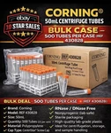 Corning 50ML Centrifuge Qty Of 500 Tubes Each Exp. 1/30/27. Fast Shipping!. Fixed Price $89.00.