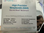 Sartorius Fortebio High Precision Streptavidin Sax Biosensor, Exp 21/05,18-5117. Fixed Price $225.00.