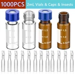 1000PCS 2ML Clear/amber Vials+screw Caps Ptfe W/writing AREA+250UL Inserts. Fixed Price $138.50.