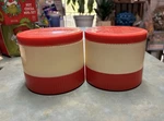 Retro Vintage Set Of 2 Aladdin Insulated Plastic Thermo Jar Red & Cream. Fixed Price $16.99.