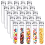 25 Pcs 40ML Clear Plastic Test Tubes - Screw Caps For Candy, Bath Salts, Science. Fixed Price $18.83.