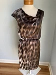 Kenneth Cole Silky Cowl Neck Cap Sleeve Dress Size 2 Dot Brown Beige Lined. Fixed Price $15.00.
