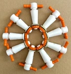 (9) Kimble Size (6MM) Straight Bore Standard Taper Hi-temp Ptfe Stopcock Plugs. Fixed Price $39.99.