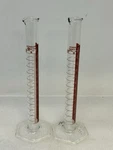 2 - Kimble Kimax Class Cylinders With Single Metric Scale, Red Stripe. Fixed Price $39.95.