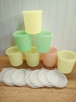 Teal Green, Peach, Yellow Eagle Super Seal Containers 4 Tall Wide BOX20. Fixed Price $25.00.