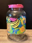 Vintage 90S Dayton Hudson Sun Tea Glass Jar Vibrant Fruit Iced Pink Lid. Fixed Price $24.99.