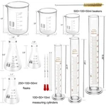 14-PIECE Borosilicate Glass Beaker, Flask & Graduated Cylinder Set Heavy Duty. Fixed Price $34.99.