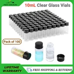 100PCS 10ML Clear Glass Vials, Sample With Screw Caps Small Liquid Bottles. Fixed Price $23.99.