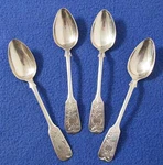 4 Vintage 5 " Dessert Spoons With Lovely Art Nouveau Floral Motif Handles. Fixed Price $49.95.