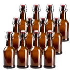 16OZ Amber Glass Beer Bottles For Home Brewing - 12 Pack With Flip Caps Family. Fixed Price $43.99.