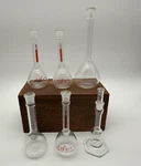 Vintage Pyrex Class Volumetric Flasks 5630 50ML 5640 25ML 5660 Usa. Fixed Price $59.99.