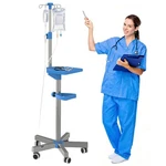 Iv Pole With Wheels Medical Portable Stand 4 Hooks Tray, 52.3 To 70. Fixed Price $60.99.