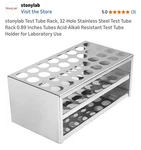 Stonylab Test Tube Rack, 32-HOLE Stainless Steel 0.89 In. Holder Laboratory. Fixed Price $25.99.
