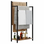 Freestanding Towel Rack, 3 Tier Blanket Ladder With Rustic Brown Wooden Sh. Fixed Price $33.59.
