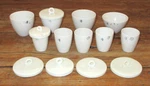 Lot Of Vintage Coors Tek Porcelain Apothecary Evaporating Crucible Lab Cups Lid. Fixed Price $27.99.