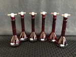 (6) Pyrex 100ML Low Actinic Class Red Glass Volumetric Flask #13 Ptfe Stopper. Fixed Price $109.99.