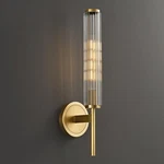 18.9" Solid Brass Wall Sconce With Ribbed Groove Glass Tube - Gold Lamp .... Fixed Price $109.99.