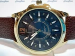 Mens Date Dial Chronometer Leather Brown Band Quartz Wrist Watch / Nos 2771. Fixed Price $9.99.