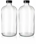 Pack - 32OZ Boston Round Clear Glass Growler With Phenolic Poly Cone Cap. Fixed Price $21.31.