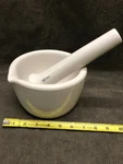 Large Coors Glazed Porcelain Mortar And Pestle Set 60325, 60326. Fixed Price $35.00.