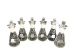 (6) Corning Pyrex 125ML Plain Glass Determination Flask W/ #22 Std Stopper B. Fixed Price $71.99.