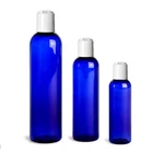 Blue Cosmo Round Pet Plastic Bottles Empty With White Disc Cap Lids & Liners. Fixed Price $5.75.