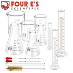 14 Pcs Measuring Beaker Set Lab Flask Glass Graduated Cylinder With Stirring Rod. Fixed Price $34.99.