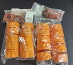 20 Corning Mm Orange Bottle Caps Covers 1395-45LTC With Silicone Rings. Fixed Price $125.00.