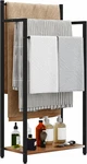 Freestanding Towel Rack, 3 Tier Blanket Ladder With Rustic Brown Wooden Sh. Fixed Price $35.99.