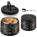 Insulated Vacuum Food Jar With Buckle Lid,soup Thermo 14OZ, Black-game. Fixed Price $23.40.