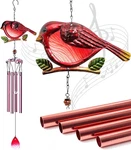 Outdoor Red Cardinal Wind Chimes, Indoor Stained Glass Metal Tubes Music Beauti. Fixed Price $15.28.