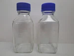 Lot Of 2 Pyrex Square Media Bottles With Screw Caps (500 Ml) #1396. Fixed Price $40.00.