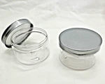 4OZ Clear Heavy Wall Pet Plastic Jars F217 Foam Lined Silver Caps - Qty 24. Fixed Price $19.95.