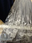 4 Long Quartz Tubes With Ball Joint Fittings. Used Semiconductor Manufacture. Fixed Price $205.00.