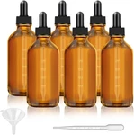 6 Pack, 4 Oz Dark Amber Bottles With Measured Dropper, Glass Eye. Fixed Price $15.62.