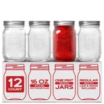 Premium Mason Jars With Lids 16OZ Regular Mouth Canning 12-PACK .... Fixed Price $40.59.