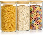 50OZ Airtight Glass Storage Containers With Lids Set Of 3, Square Jars. Fixed Price $46.99.