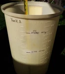 Nalgene Plastic (pp ?) Tank 50 Gal (180 Liters) Cylindrical With Cover & Spigot. Fixed Price $70.00.