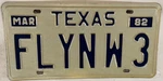 Vanity Flynn Flying With 3 License Plate Flinn 1982 Tx. Fixed Price $79.99.