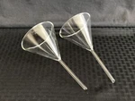 (2) Corning Pyrex Glass 100MM Id 60 Angle Fluted Filling Funnel 6180-100 Chips. Fixed Price $23.99.
