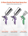 Vevor 3-PIECE Air Spray Gun Kit With Nozzles Automotive Paint Set. Fixed Price $88.95.